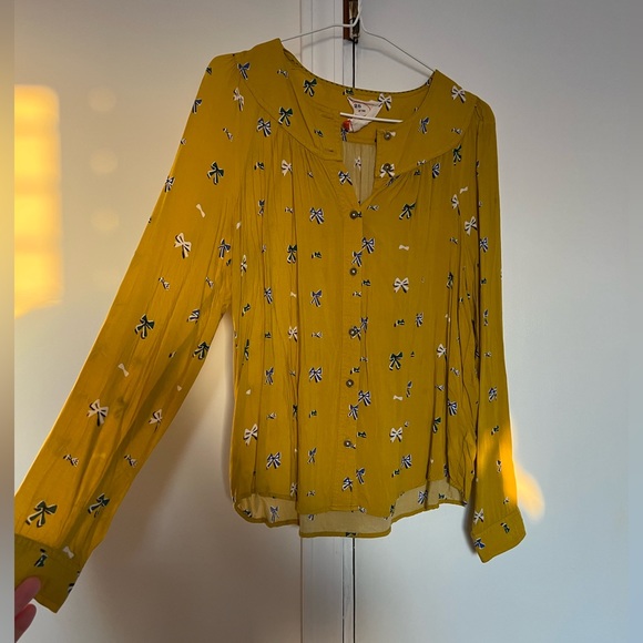 Anthropologie mustard yellow long-sleeve blouse - size 2 - Picture 5 of 5